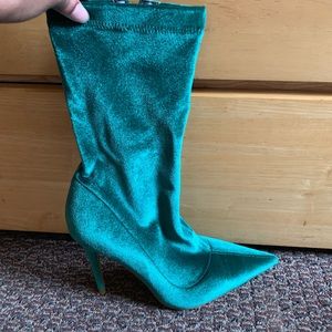 Public Desire Shoes - NWT Punkic Desire Velvet Green Booties Public Desire Shoes - NWT Punkic Desire Velvet Green Booties